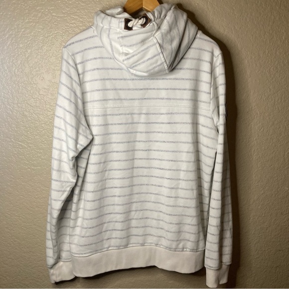 Naketano Ivory and Gray Striped Men’s XL Pullover Sweater Hoodie. - Picture 2 of 10